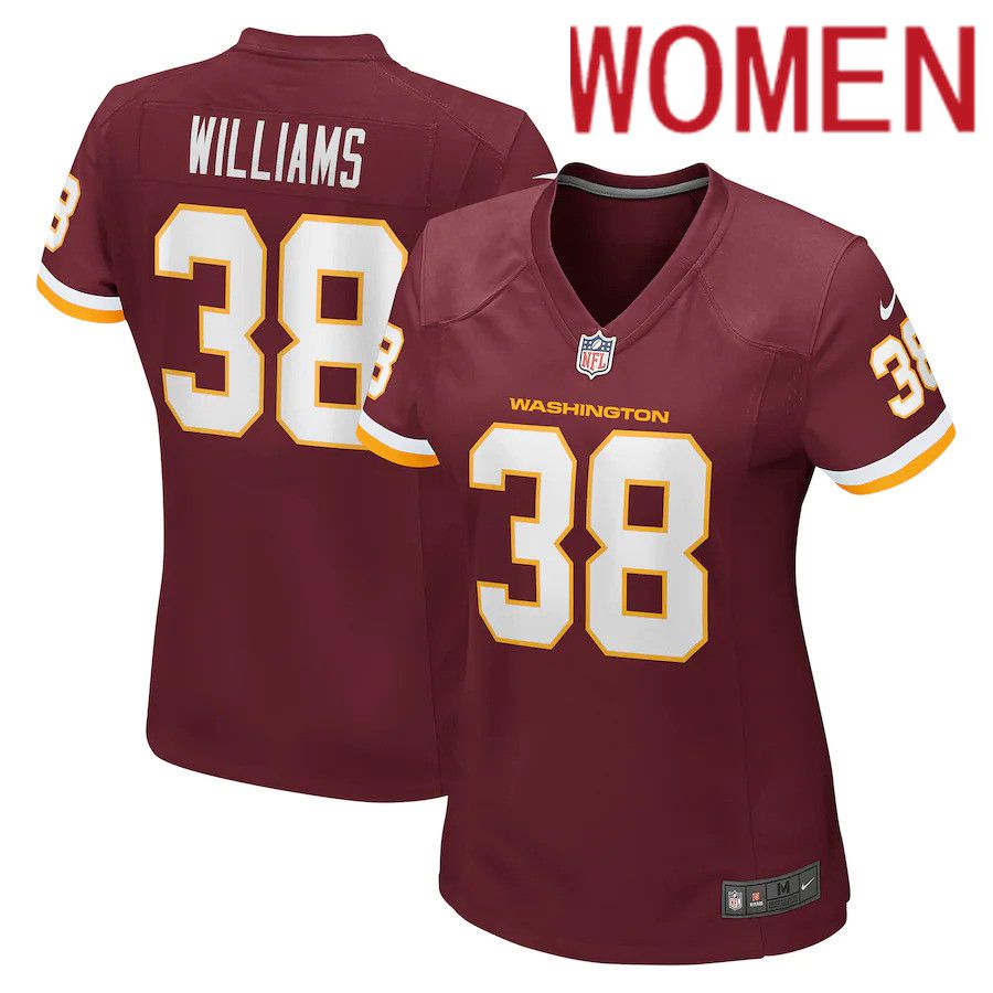 Women Washington Redskins 38 Jonathan Williams Nike Burgundy Game NFL Jersey